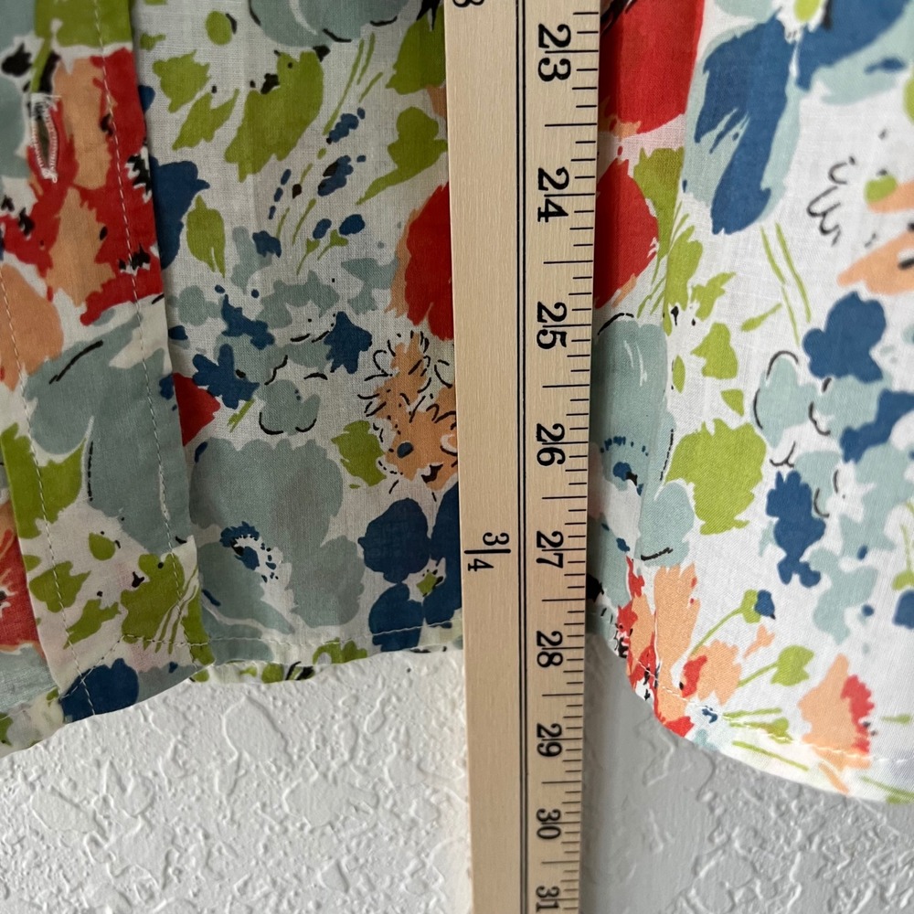 Lauren Ralph Lauren Womens Floral Cotton Button Down Shirt Blue Red Large L - Picture 4 of 7